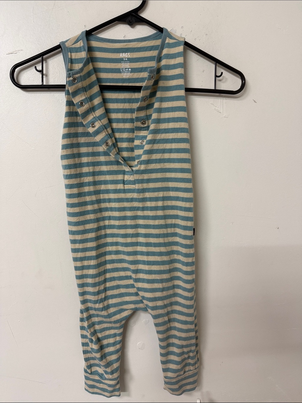 RAGS Teal and Cream Striped Baby One-Piece Bodysuit